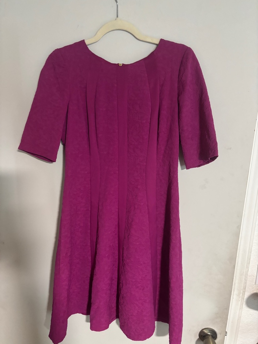 Roz & Ali Fuchsia Textured Fit-and-Flare Midi Dress